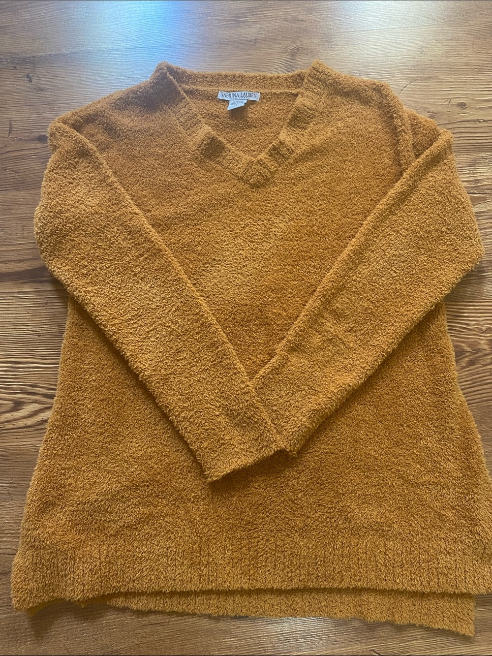 Sabrina Lauren Cozy V-Neck Sweater in Mustard